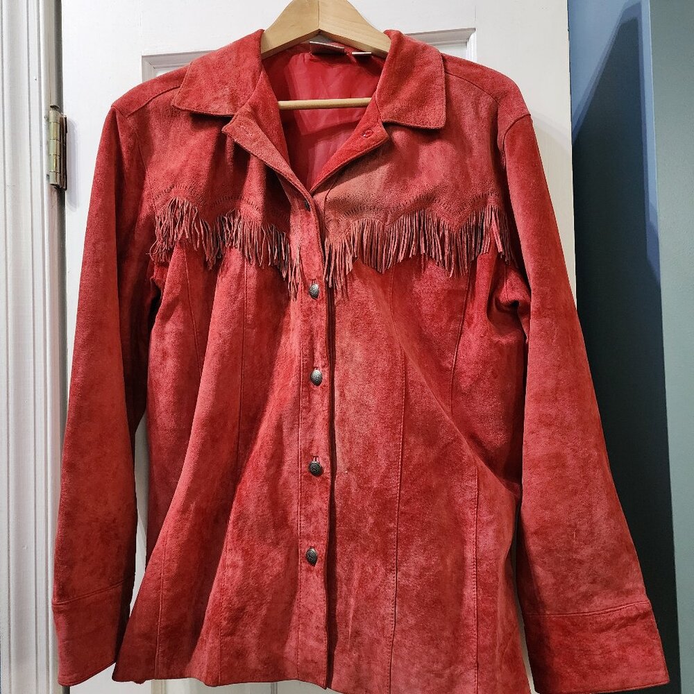Chico's Read Suede Lined Fringe Jacket